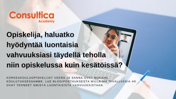 Miten opiskelija hyötyy oppimistyylianalyysistä? Korkeakouluopiskelijat Veera ja Sanna kertovat instagram-tileillään
